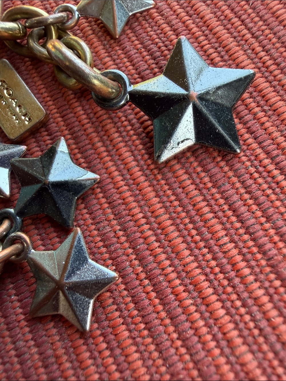 Coach Star Charm Keychain - Gold & Gunmetal Stars - Picture 4 of 4
